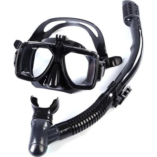 Action Cameras Snorkeling Set Silicone Diving Glass Dry Top Scuba Mask Tempered Glass Panoramic Diving Mask for GoPro Hero 8/7/5