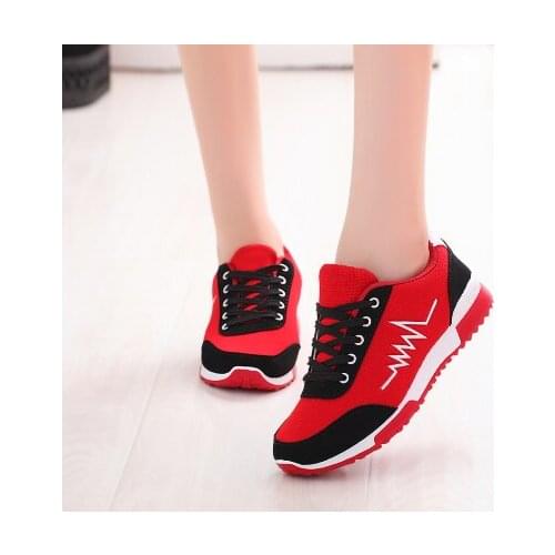 2020 new fashion wedges womens tennis shoes with red, black and grey casual shoes