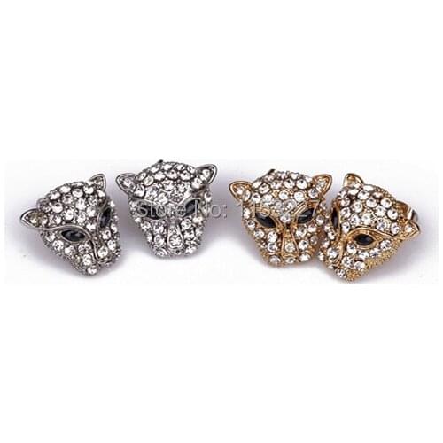 New arrival punk style Diamante gold silver leopard cubic clip on earrings