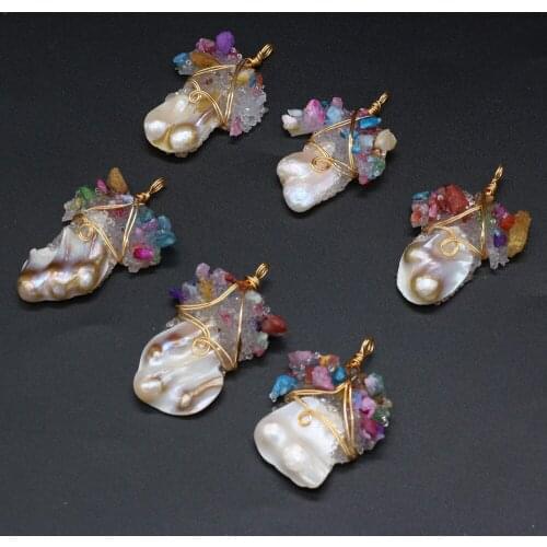 Charms Natural Freshwater Pearl Beads Pendant Irregural Shape Winded Pearl Beads for Making Jewelry Necklace Gift 35x55mm