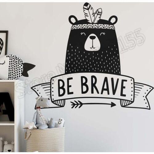 Hot Cartoon Animal Bear Tribal Woodland Wall Stickers Kids Rooms Vinyl Wall Decal Kids Nursery Bedroom Home Decoration DIY ZW311