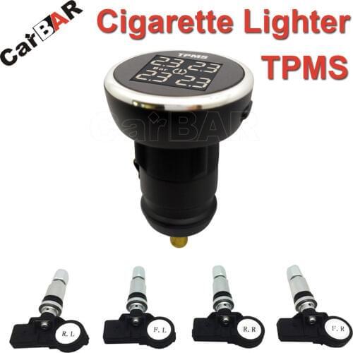Cigarette Lighter TPMS with Internal Sensor Support High Low Pressure Temperature Fast Leakage Alarm CARBAR