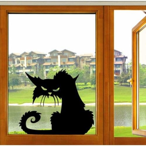Removable Wall Stickers Halloween Black Cats Decoration Lovely Three Black Cat DIY Wall Stickers Animal Room Party Decoration