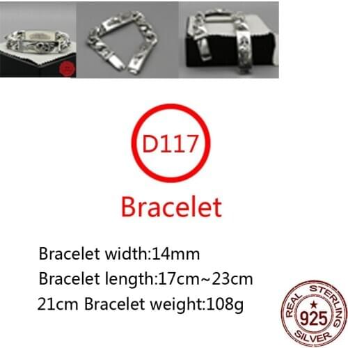 D117 S925 sterling silver bracelet personality holy sword alphabet street dance jewelry replica goth punk style jewelry for love