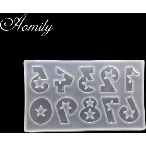 Aomily Silicone UV Resin Epoxy Mold 0-9 Number DIY Decoration Pendant Bracelet Making Molds Cake Molds Fondant Cake Decor
