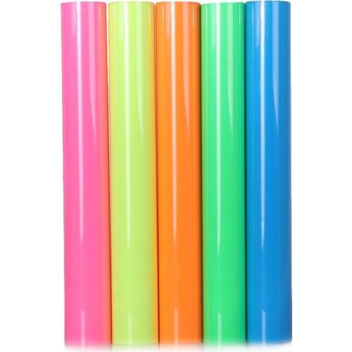 SUNICE 5Colors Mixed Neon Color Heat Transfer Vinyl for Iron on PVC HTV Film Number Pattern Clothes T-shirts DIY Home Decoration