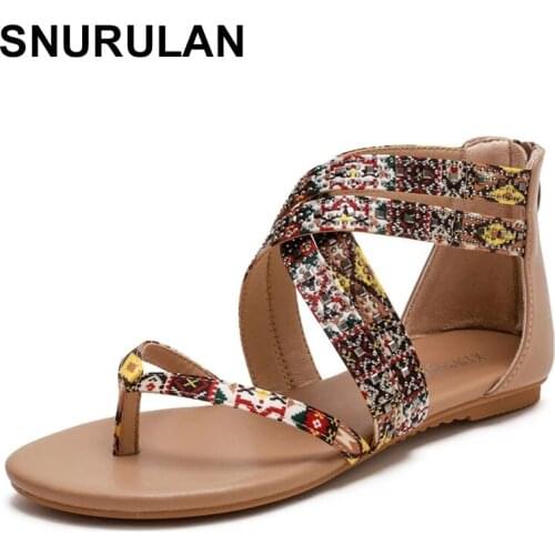 SNURULANWomen Sandals Shoes Casual Ladies Plus Size Sandals High Quality Summer Flat Sandals Ladies Comfort 2021 Beach Sandals