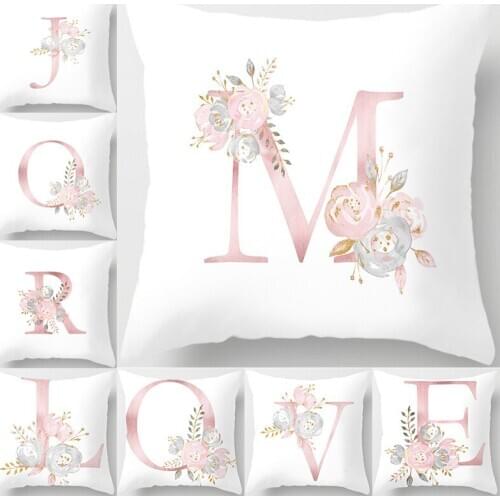 Modern Concise Ins Pink Letter Home Decorative For Polyester Fabric RoseFlower Pattern Comfortable Sofa Pillow Cushion Covers