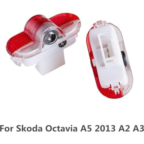 2pcs LED Courtesy Light For Skoda Octavia A5 2013 A2 A3 Car Styling Skoda VRS Logo Light Car Door Foot Lamp Skoda Accessories