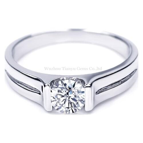 Tianyu Gems Silver Men Wedding Band Ring 1ct/0.5ct Round Moissanite Diamonds Ring 2021 Male Gemstones Jewelry Accessories Gifts