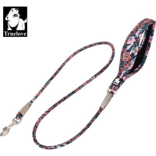 Truelove Pet Leash Floral Rope Leash for Dog and Cat Neoprene Padded Handle 100% Cotton Fabric Zinc-alloy Hook Outdoors TLL2573
