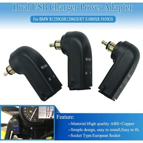 For BMW R1250GS Adventure LC F850GS F800GS R1200GS R1200RT Motorcycle Dual USB Charger Power Adapter Cigarette Lighter Socket