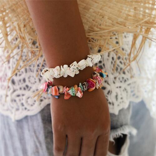 Bohemian Ocean Style Multicolor Irregular Crushed Stone Crystal Bracelets for Women Fashion Bracelets Ladies Jewelry Gifts