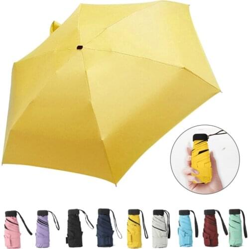 Women Luxury Lightweight Umbrella Black Travel Rain Sun Pocket Parasol parasol Coating Mini Fold Protable 5 Unisex
