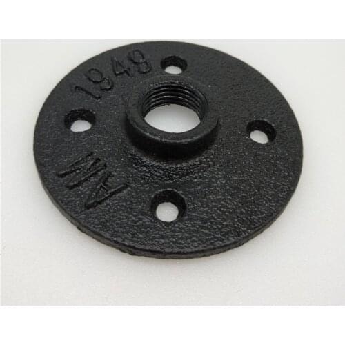 1PC 1/2" 3/4" 4 Holes Floor Flange Strong Base Black Cast Iron Industrial Flange Wall Base Pipe Support Base 4 holes