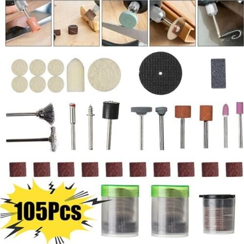 105pcs/lot Electric Rotary Power Tool Grinder Accessories Fits For Sanding Polishing Grinding Cleaning Derusting Dusting Parts
