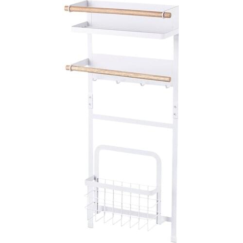 2/3 Tiers Refrigerator Side Magnetic Rack Spice Shelf Kitchen Organizer Multifunction Storage Holder w/ Sliding Storage Basket