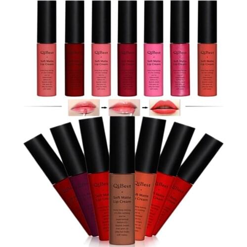 34 Brand Qibest colors Lip Gloss Long Lasting Red Lips Matte Lipstick Liquid Lip Tint Cosmetic Nude Velvet Maquiagem Makeup Blac