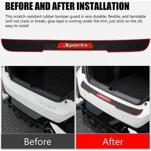 35.8 In Universal Car Rear Door Guard Bumper Protector Sticker Threshold Scratch Rubber Anti Stri Protection Kick Auto Bar P7Q1