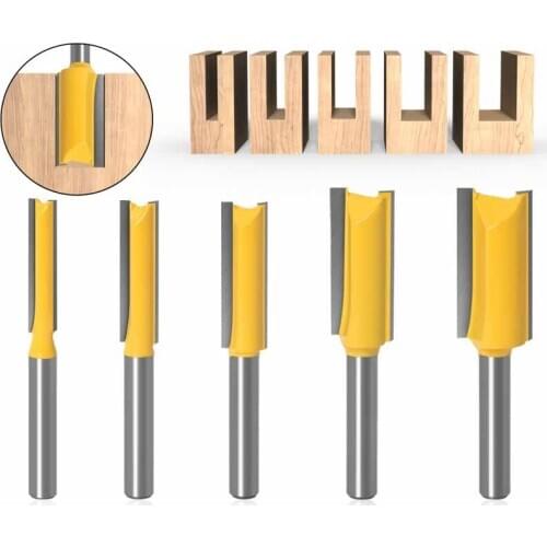 5Pcs 1/4 Shank Straight Knife Router Bit Milling Tools Set For Wood Slotting Trimming Cutting Milling Cutter Woodworking Tool