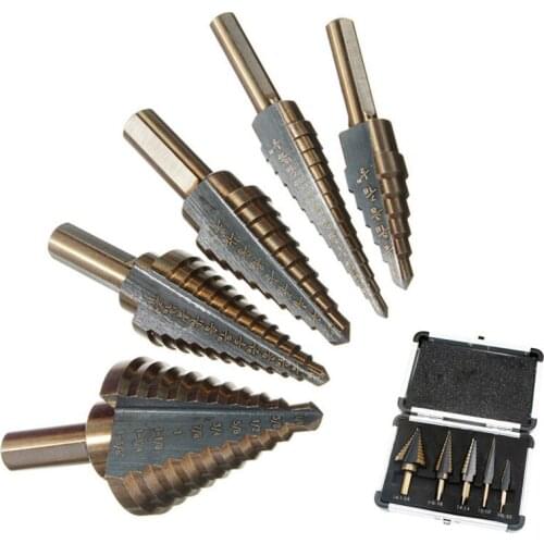 5Pc Hss Step Cone Taper Drill Bit Multiple Hole Drilling Bit Set For Drilling Chamfering and Deburring of Metal Plastic Plates