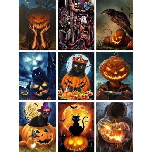 5D DIY Diamond Painting Halloween Full Drill Rhinestone Diamond Embroidery Cross Stitch Mosaic Cartoon Home Decor Gift