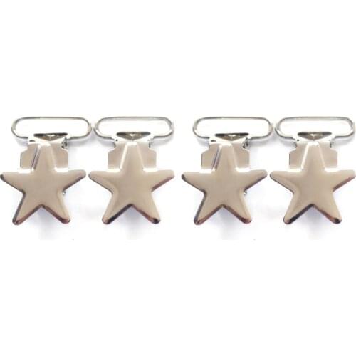 Free Shipping 25 pcs 1'' 25mm Metal Silver Color Enamel Star Shape Pacifier Clips/Suspender Clips