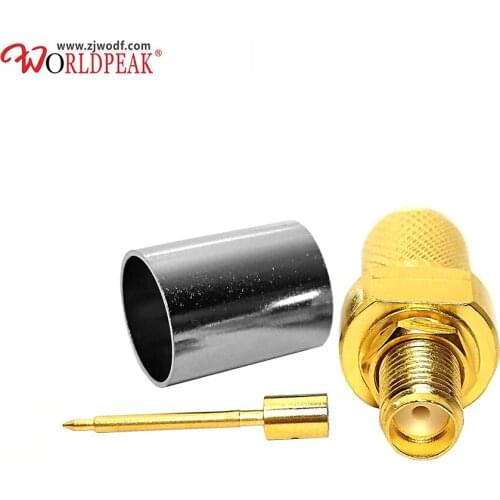 Free Shipping Gold plated 10PCS RP sma female straight crimp rf coaxial connector for RG213 cable