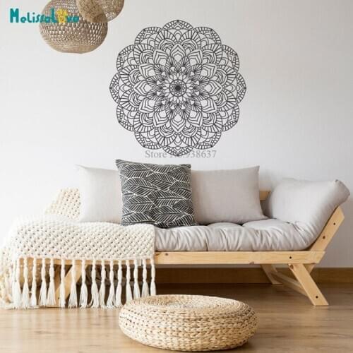 Large Boho Mandala Wall Art Decal Yoga Studio Decor Flower Mandala Bedroom Living Room Decors Unique Gift Wallpaper BA734