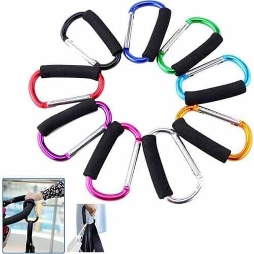 Large Aluminum Carabiner Big Nut Buckle D-Style Carry Handle with Sponge for Shopping Camping Bags Handbag Random Color