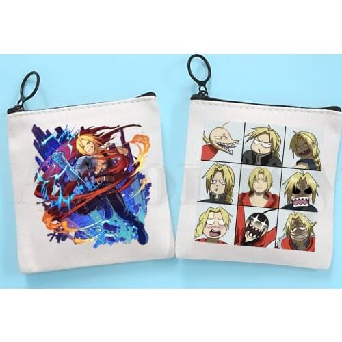 Fullmetal Alchemist Graphic Harajuku Brothers Coin Purse Storage Small Bag Card Bag Key Bag Coin Clutch Bag Zipper Key Bag