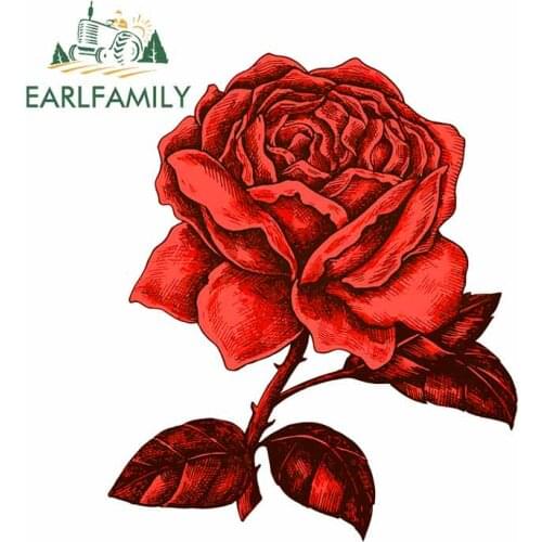 EARLFAMILY 13cm x 8.7cm for Red Rose Motorcycle Car Bumper Window Stickers Personality Creative DecalAnime Waterproof Vinyl