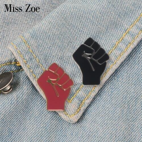 Raised Fist of Solidarity Enamel pin Red Black brooch Bag Hat Clothes Lapel Pin Badge Black Lives Matter Jewelry Gift