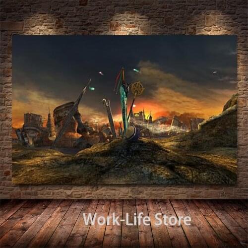 Final Fantasy 10 Game Poster Tifa Cloud and Aeris Canvas Painting Home Decoration Cartoon Movie Poster Wall Art Pictures