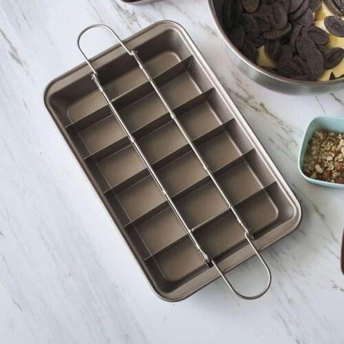 Brownie Pan Bakeware 18 Cavity Baking Tools Square Lattice Chocolate Cake Bread Mold Brownie Baking Pan Non-Stick Kitchen Tool