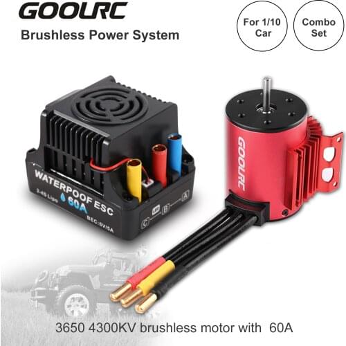 GOOLRC 3650 4300KV Brushless Motor with Heat Sink 60A Brushless ESC for 1/10 RC Car Crawler