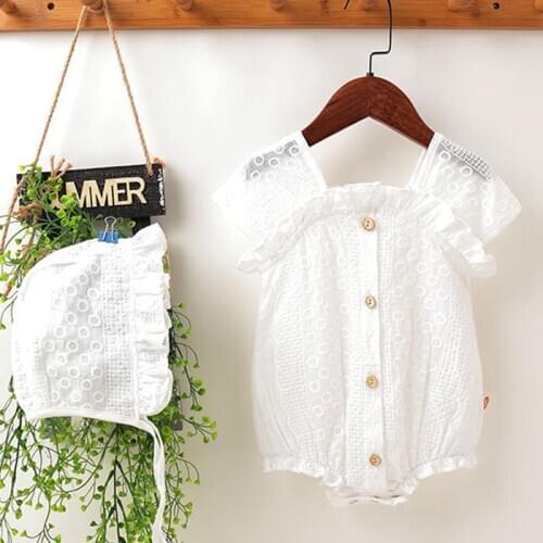 Summer Newborn Baby Girls Jumpsuit Short Sleeve Solid Korean Style Toddler Baby Girl Cotton Bodysuits Baby Girls Clothes