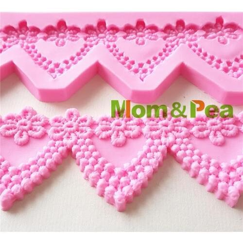 Mom&Pea 1290 Free Shipping Swag Lace Silicone Mold Cake Decoration Fondant Cake 3D Mold Food Grade