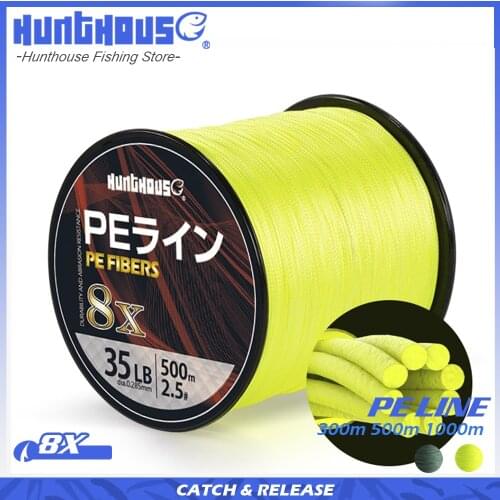 Hunthous multifilament fishing line braided 8 strands cores pe fishing line wicker fishing cord string 300m 500m 1000m for bass