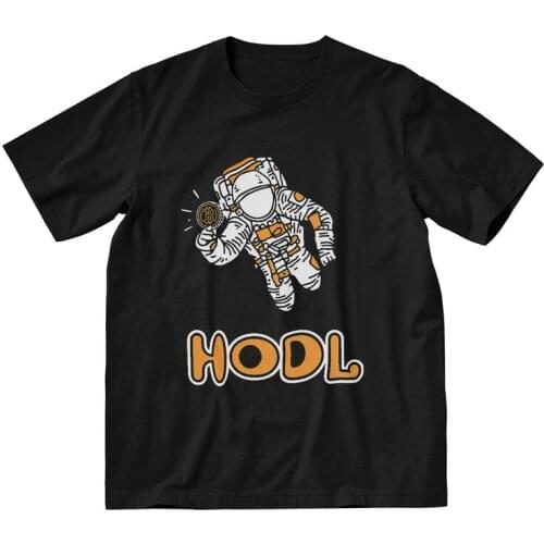 Mens Hodl Bitcoin T-Shirt Graphic Astronaut To The Moon Cryptocurrency Tshirt Short Sleeve T Shirt Cotton Tee Tops Clothing