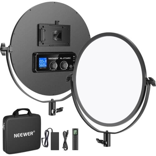 Neewer 14-Inch Round LED Video Light Panel with Wireless Remote, Ultra Thin 3200K-5600K Bi-Color Dimmable LED Light for YouTube