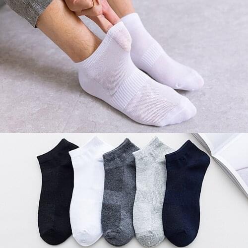 5 Pairs Solid Color Mesh Socks Cotton White Black Grey Mens Ankle Socks 1 Lot Set Men Summer Man Socks 1 Pack Meias Calcetines