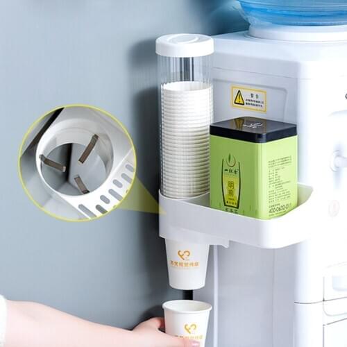 Disposable Paper Cups Dispenser Plastic Cup Holder for Water Dispenser Wall Mounted Automatic Cup Storage Rack Cups Container
