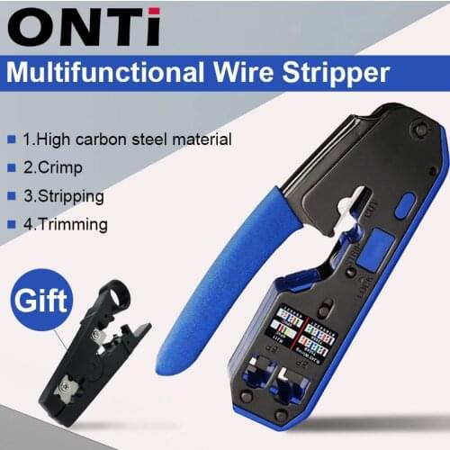 ONTi RJ45 Tool rj45 Crimping Tool Network Crimper Stripper Cutter Ethernet Cable Fit RJ45 Cat6 Cat5e Cat5 RJ11 RJ12 Connector
