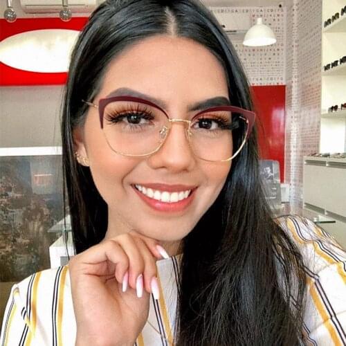 Glasses frame women fashion Cat eyes Fake glasses vintage spectacle transparent frames High quality alloy eyeglass