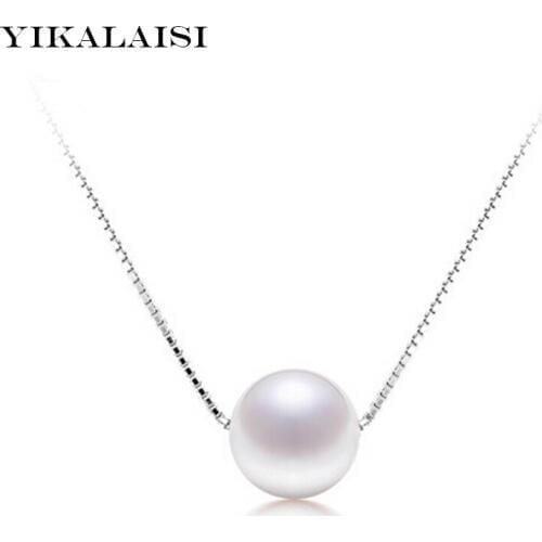 YIKALAISI 2017 Natural Pearl Necklace Genuine Freshwater Pearl Jewelry Circle Pendant 925 Sterling Silver Jewelry For Women Gift