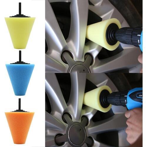 Car Polisher Tyres Wheel Burnishing Foam Sponge Polishing Pad Wheel Hub Tool Polishing Machine Cone-shape Wheel Hubs Disk