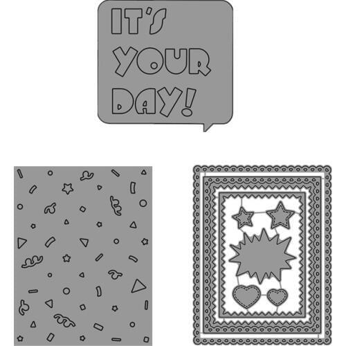 Its Your Day Dialog Rectangle Lace Frames Background Metal Cutting Dies for DIY Scrapbooking Paper Cards Making Crafts 2019 New