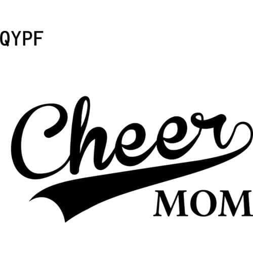 QYPF 15.4CM*8CM Fashion Vinyl Retro-reflective CHEER MOM Car Sticker Decal Black Silver Decoration C15-2793