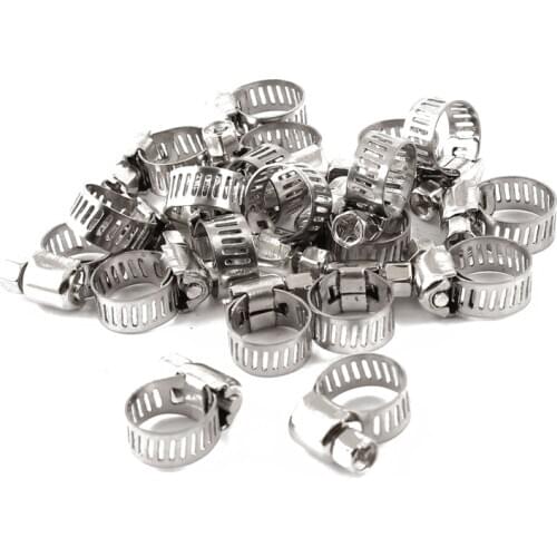 Adjustable 8-12mm Range Worm Gear Hose Clamps 20PCS Silver Tone